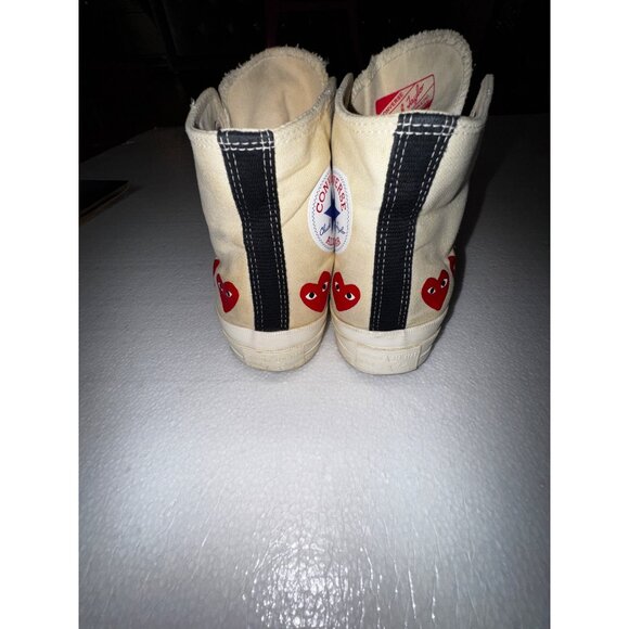 Comme Des Garcons Play X Converse Chuck Taylor All Star HighTop Sneakers Beige 8 - Picture 3 of 13